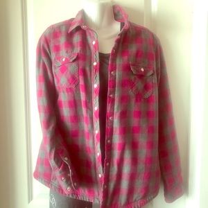 Pink/grey checkered thick flannel w/fleece lining